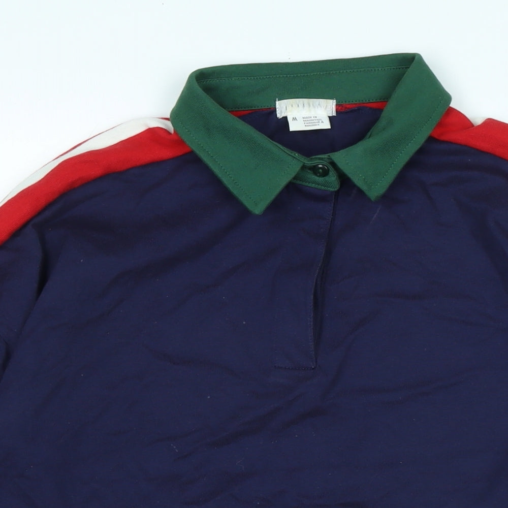 Womens UK Size M Cooperative Blue Cropped Polo