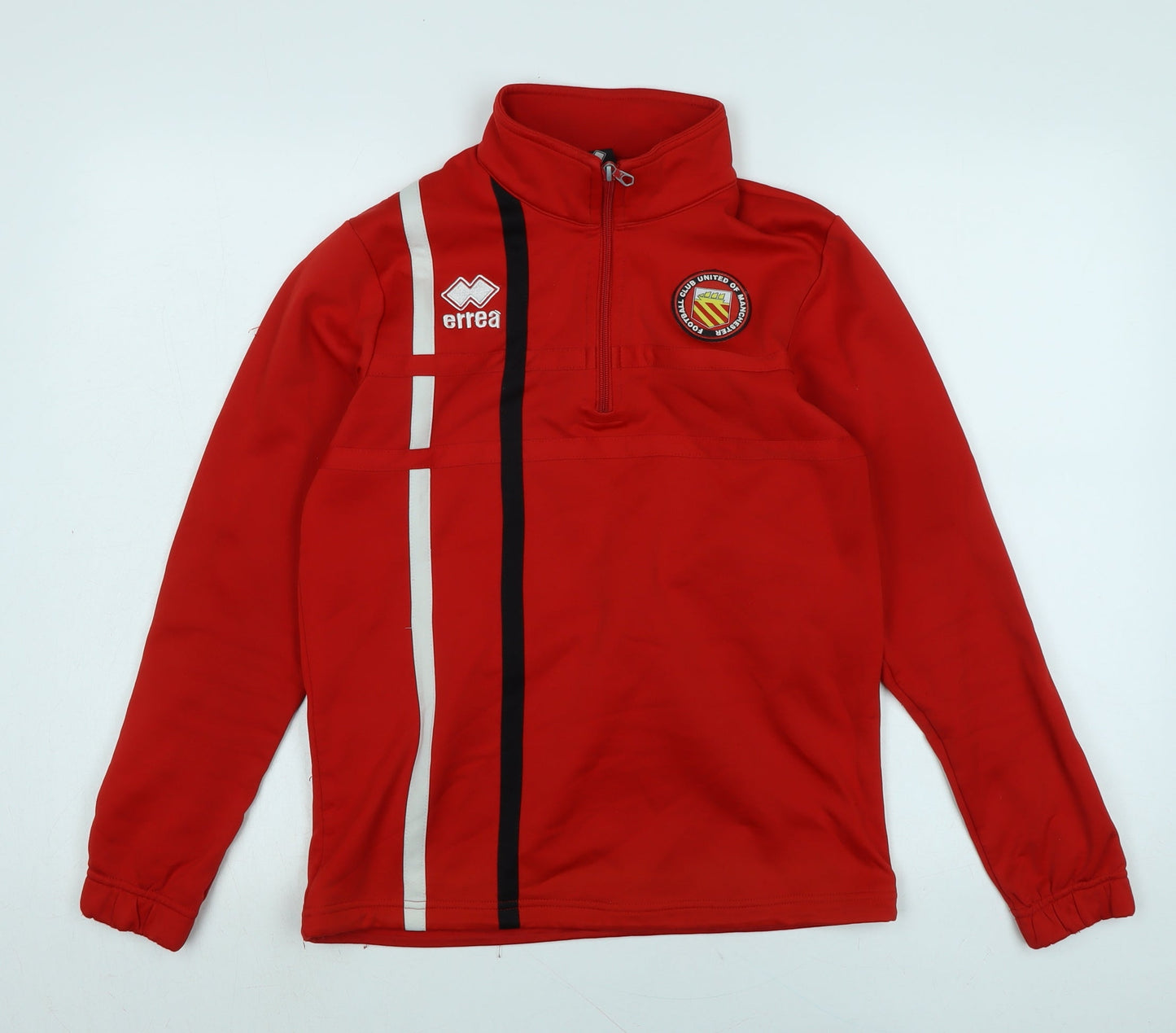 Errea Mens Red Mock Neck Polyester Pullover Jumper Size XS Long Sleeve - Football Club of Manchester