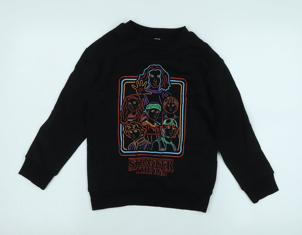 Netflix Boys Black Polyester Pullover Sweatshirt Size 7-8 Years - Stranger Things