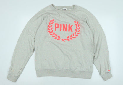 Victoria's Secret Womens Grey Polyester Pullover Sweatshirt Size S - PINK
