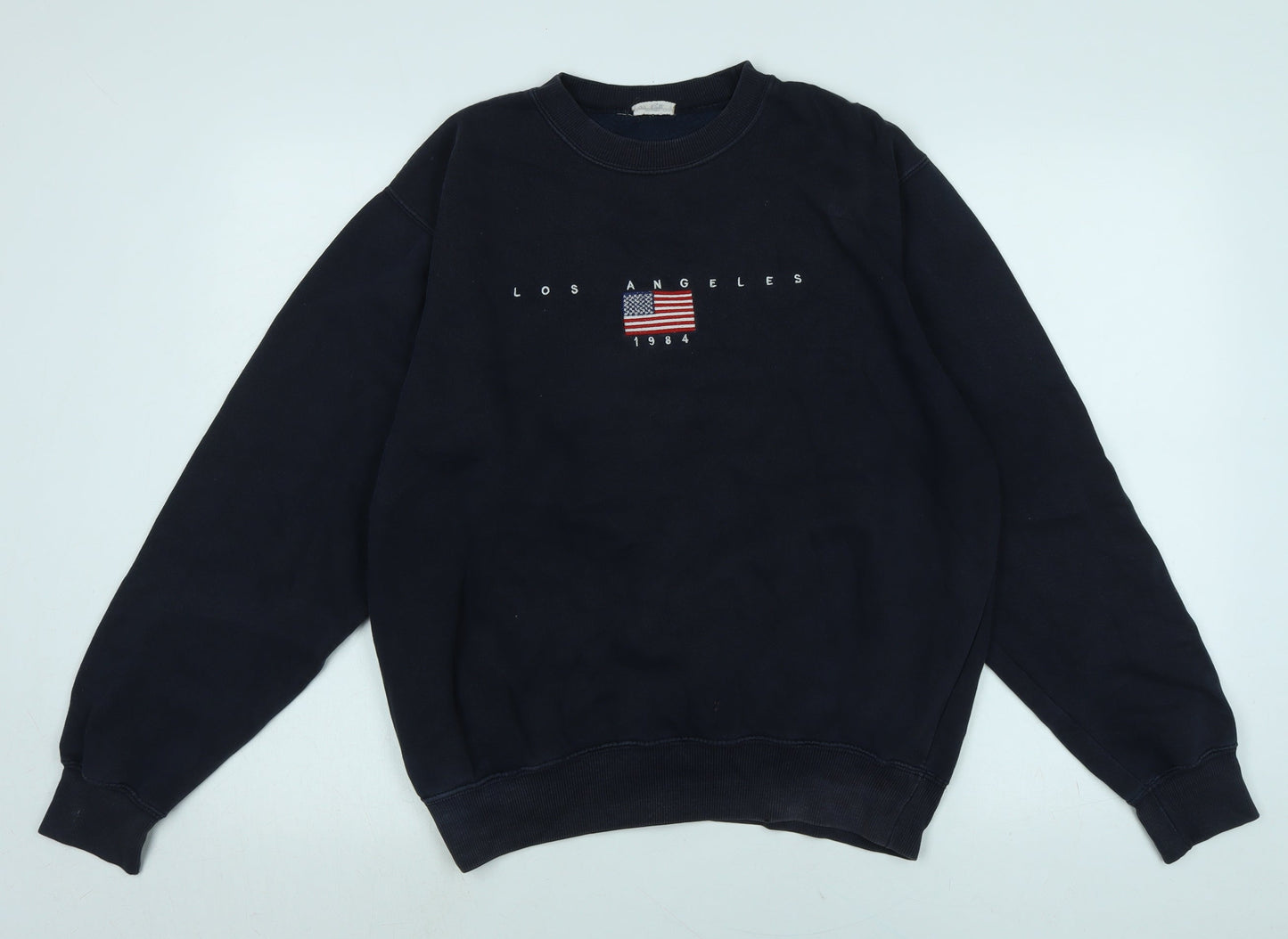 Go Go Mens Blue Polyester Pullover Sweatshirt Size L - Los Angeles 1984