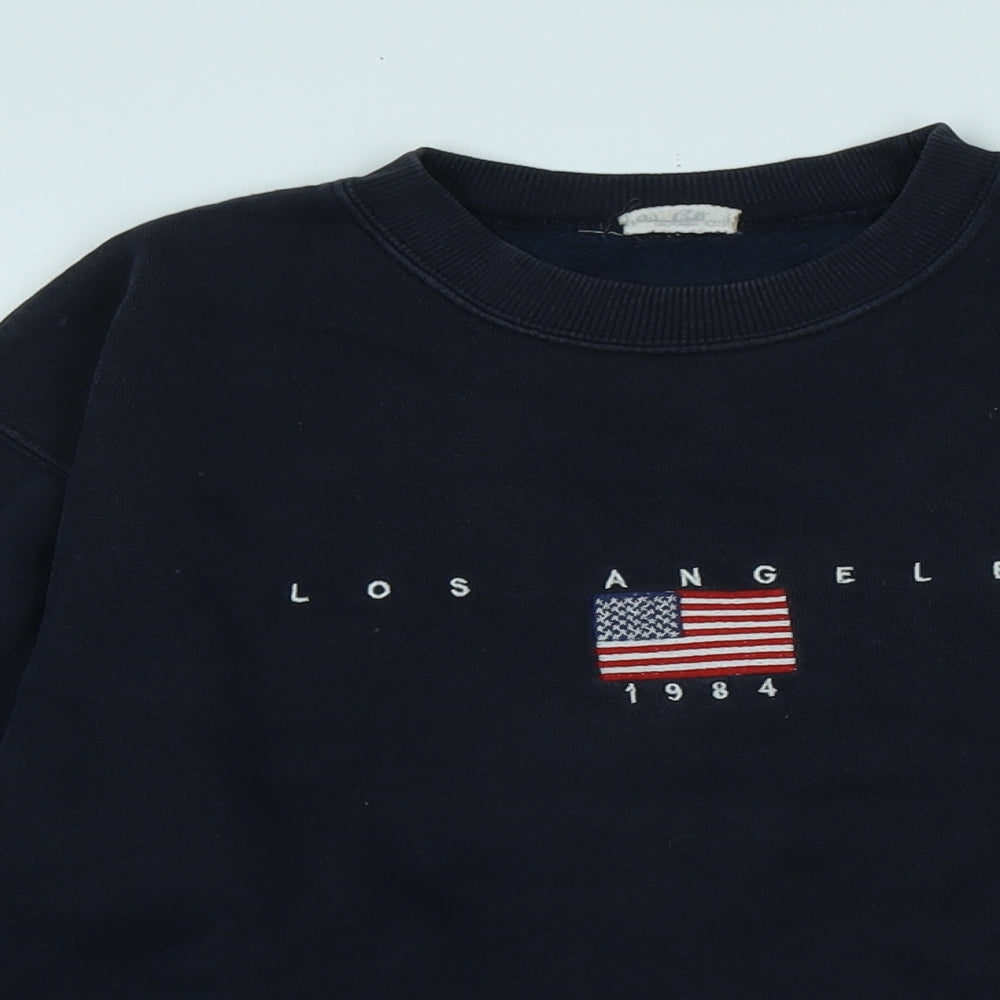 Go Go Mens Blue Polyester Pullover Sweatshirt Size L - Los Angeles 1984