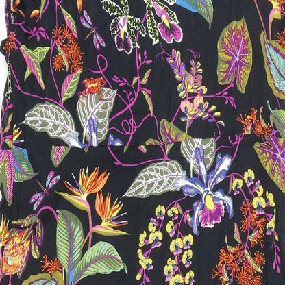 H&M Womens Black Floral Viscose A-Line Size L Scoop Neck