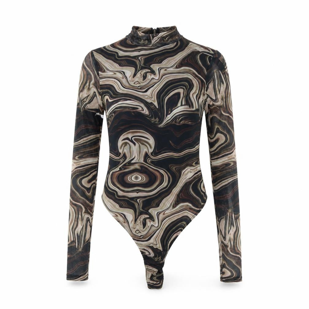 Womens UK Size 8 Pink Vanilla One-Piece Brown Bodysuit