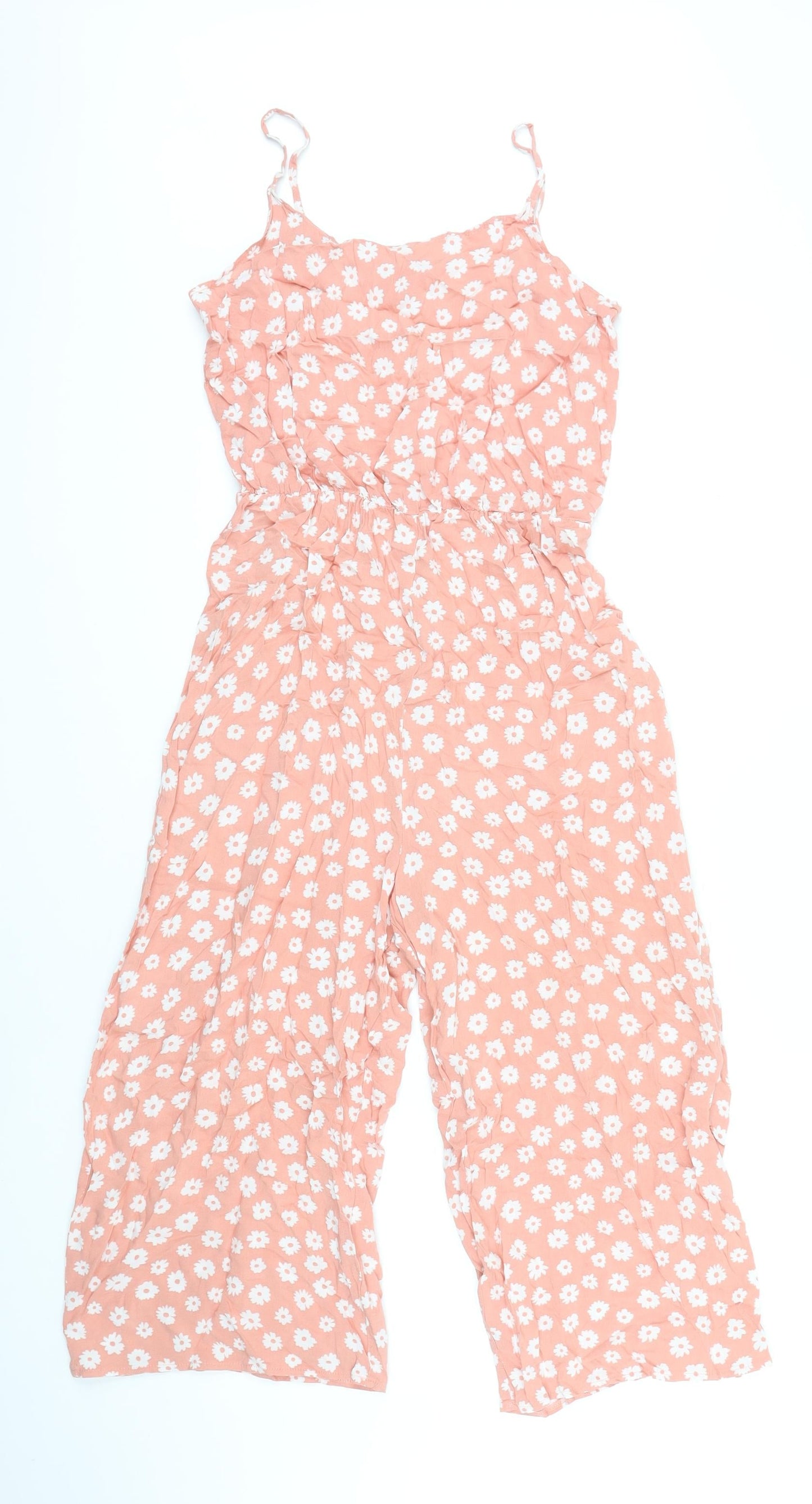 915 Girls Pink Floral 100% Viscose Jumpsuit One-Piece Size 15 Years L16 in