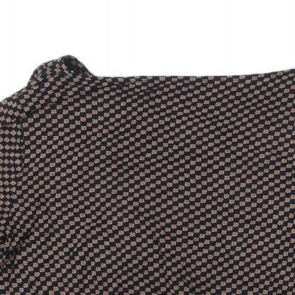 Vivance Womens Black Geometric Viscose Ringer Blouse Size 12 Boat Neck