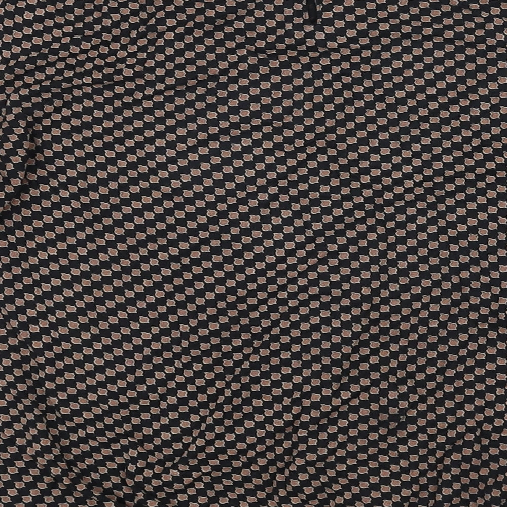 Vivance Womens Black Geometric Viscose Ringer Blouse Size 12 Boat Neck