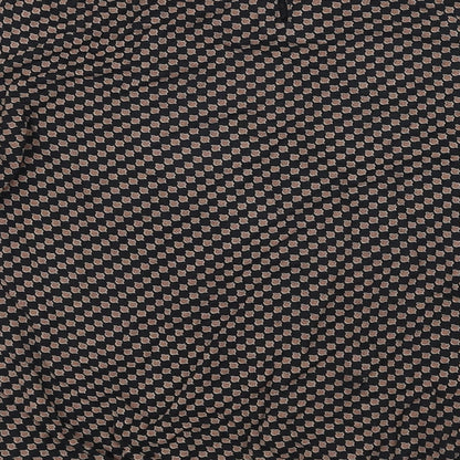 Vivance Womens Black Geometric Viscose Ringer Blouse Size 12 Boat Neck