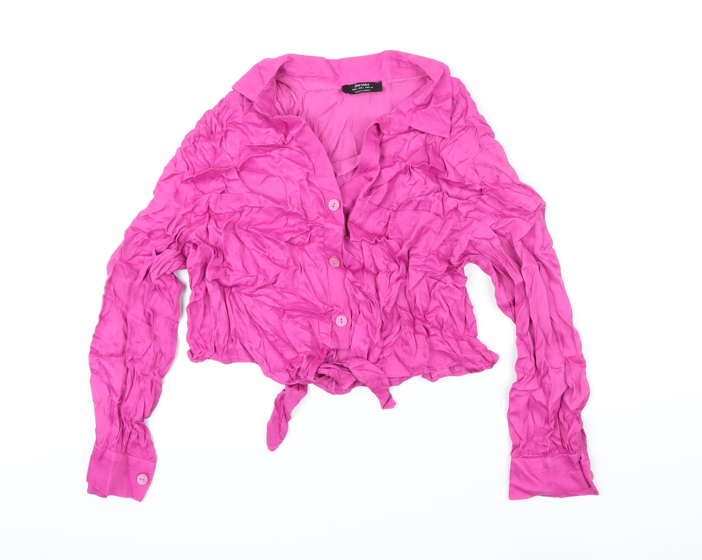 Womens UK Size L Berksha Pink Cropped Blouse