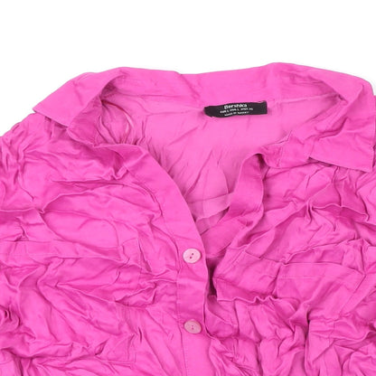 Womens UK Size L Berksha Pink Cropped Blouse