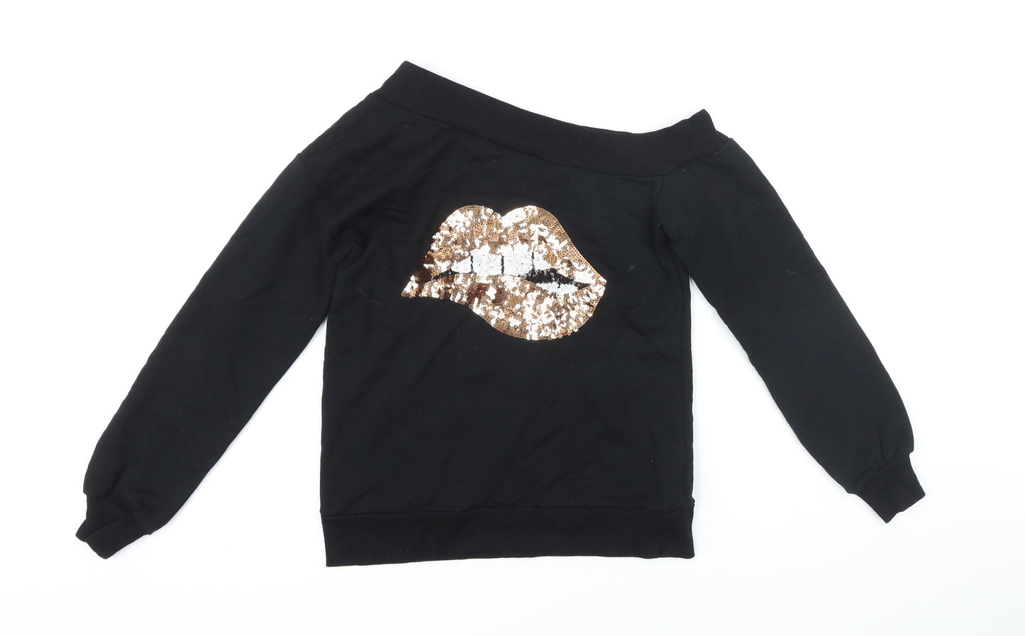 Lipsy Womens Black Polyester Pullover Sweatshirt Size S