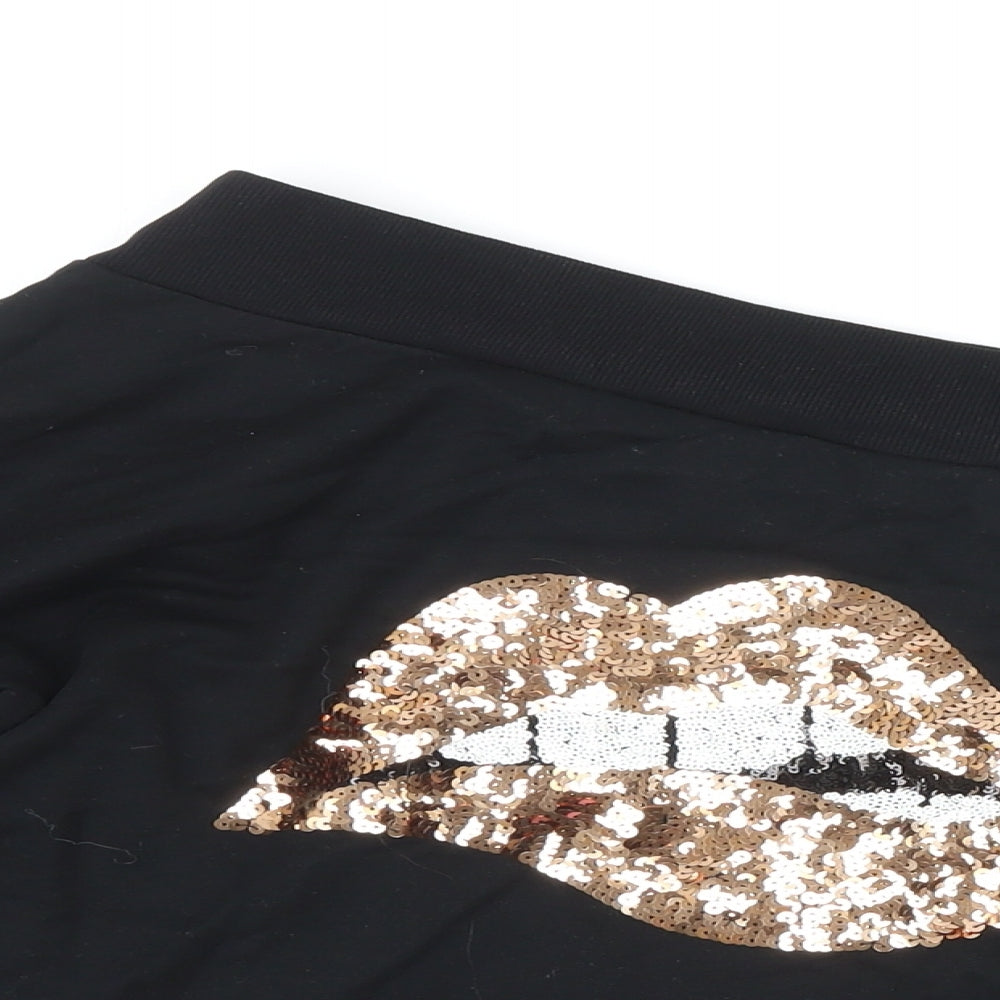 Lipsy Womens Black Polyester Pullover Sweatshirt Size S