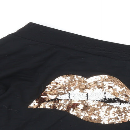 Lipsy Womens Black Polyester Pullover Sweatshirt Size S