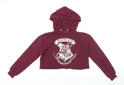 New Look Girls Red Polyester Pullover Hoodie Size 12-13 Years Drawstring - Hogwarts