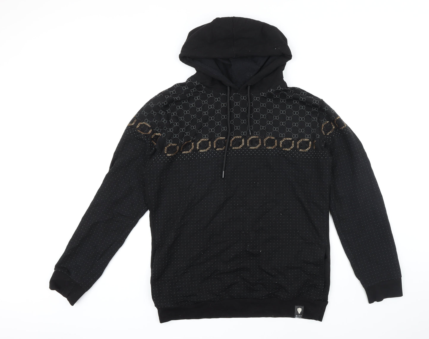 David & Gerenzo Mens Black Geometric Polyester Pullover Hoodie Size XL