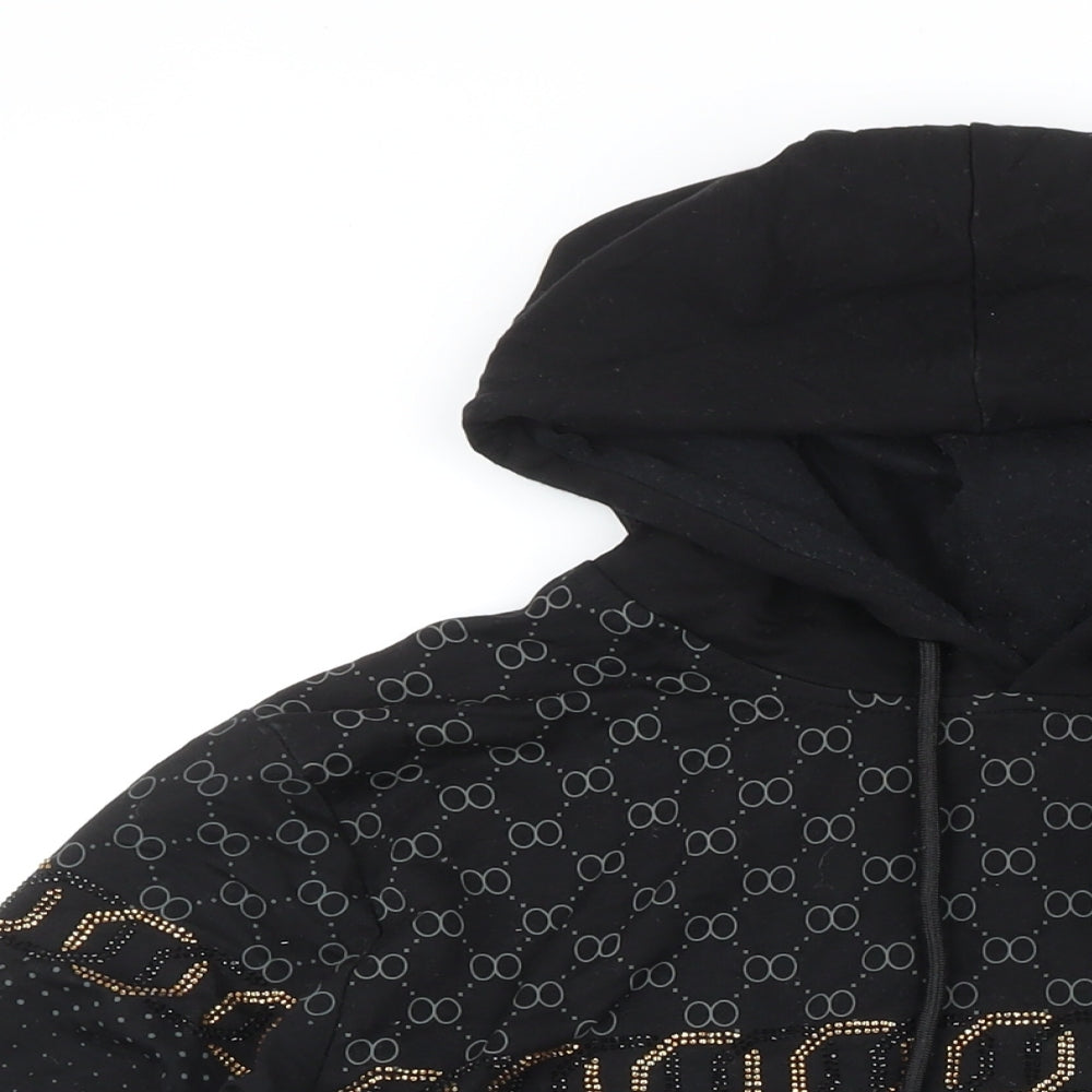 David & Gerenzo Mens Black Geometric Polyester Pullover Hoodie Size XL