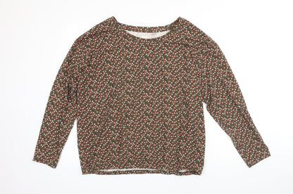 Lands End Womens Green Floral Polyester Jersey Blouse Size XL Scoop Neck