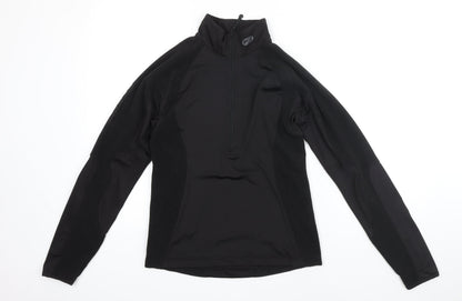 Ziener Womens Black Polyester Basic Casual Size 8 Mock Neck Zip