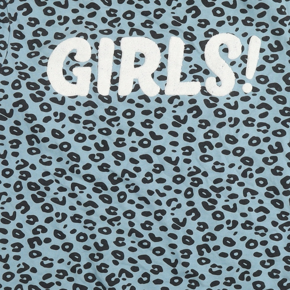 Colour Rebel Womens Blue Animal Print Cotton Pullover Sweatshirt Size L Pullover - Who run the world? Girls Leopard Print