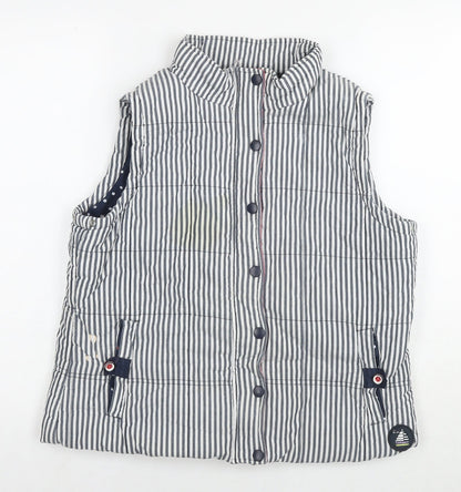 Ruots Womens Grey Striped Gilet Waistcoat Size 12 Zip