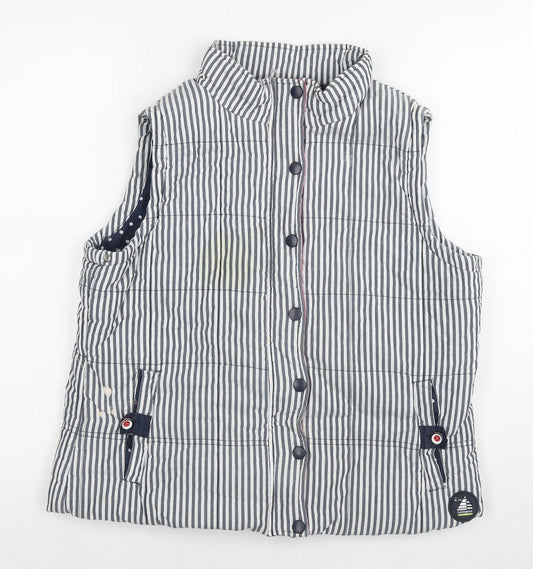 Ruots Womens Grey Striped Gilet Waistcoat Size 12 Zip
