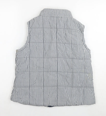 Ruots Womens Grey Striped Gilet Waistcoat Size 12 Zip