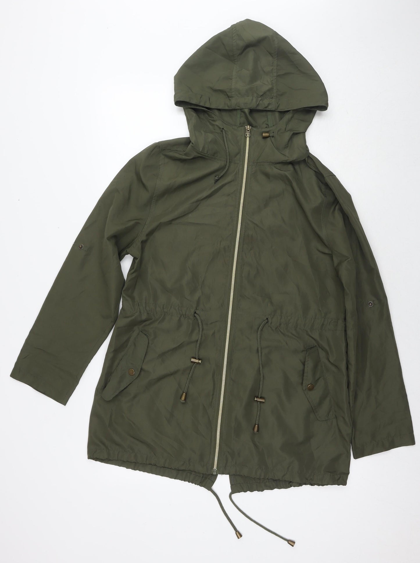 Parka In A Pocket Womens Green Jacket Size 6 Zip - Size 6-8