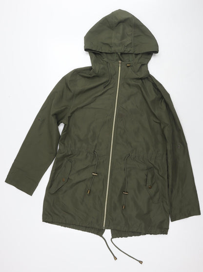 Parka In A Pocket Womens Green Jacket Size 6 Zip - Size 6-8