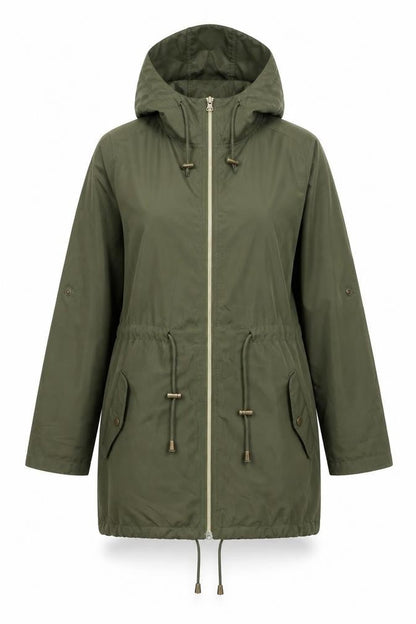 Parka In A Pocket Womens Green Jacket Size 6 Zip - Size 6-8