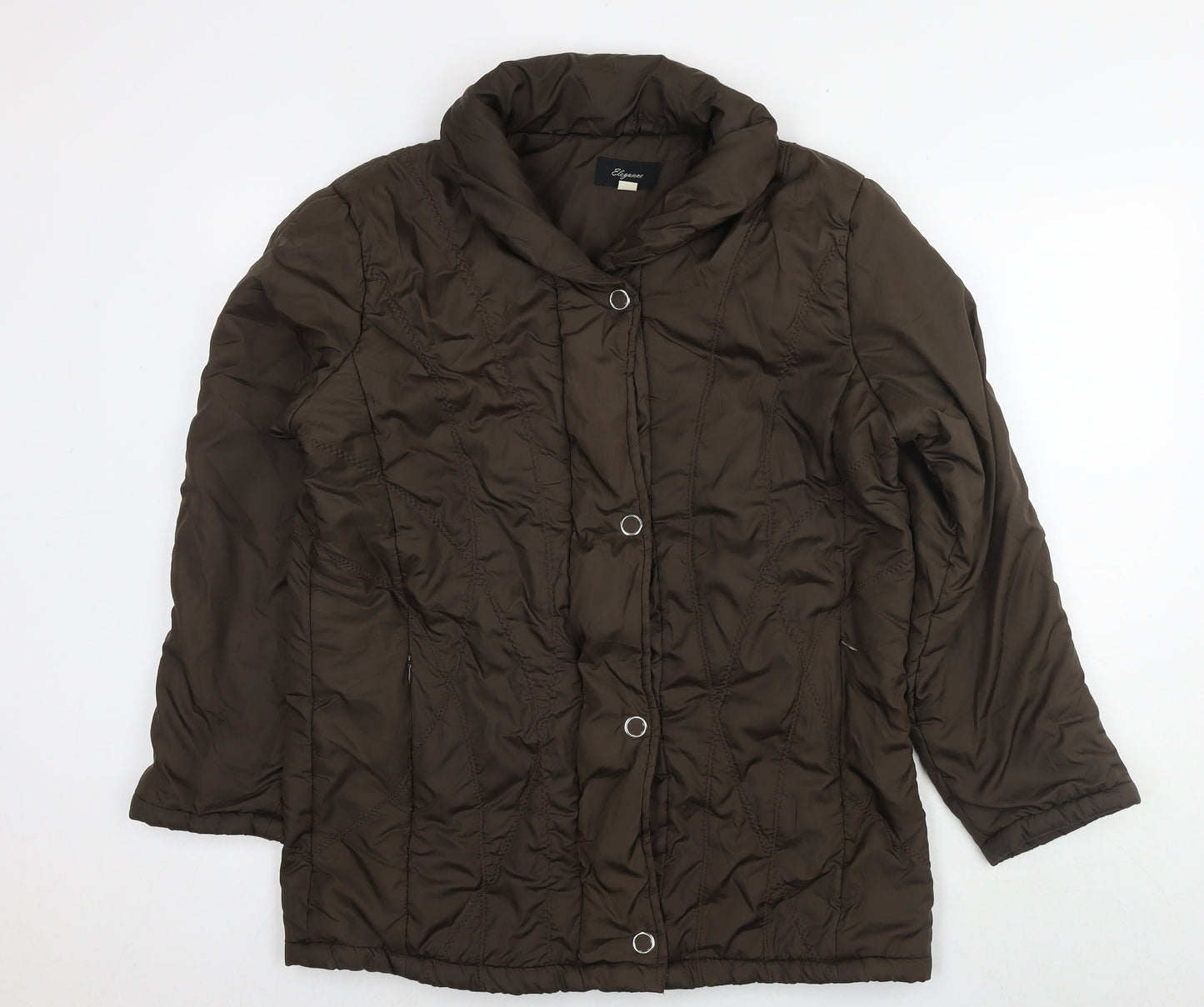 Womens UK Size 16 Elegance Brown Quilted Coat