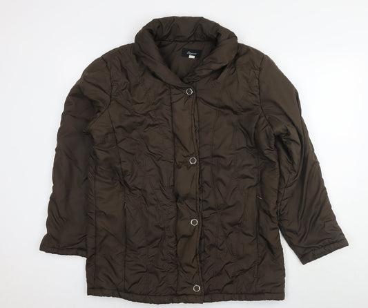 Womens UK Size 16 Elegance Brown Quilted Coat