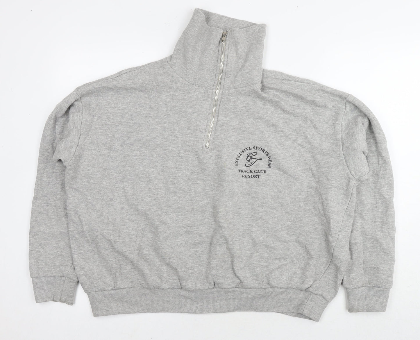 Boohoo Womens Grey Cotton Pullover Sweatshirt Size L Zip