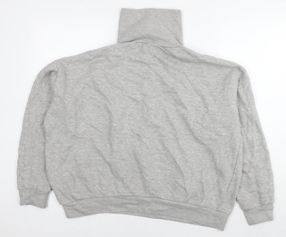 Boohoo Womens Grey Cotton Pullover Sweatshirt Size L Zip