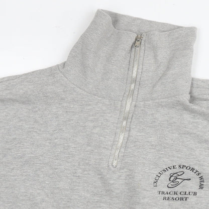 Boohoo Womens Grey Cotton Pullover Sweatshirt Size L Zip