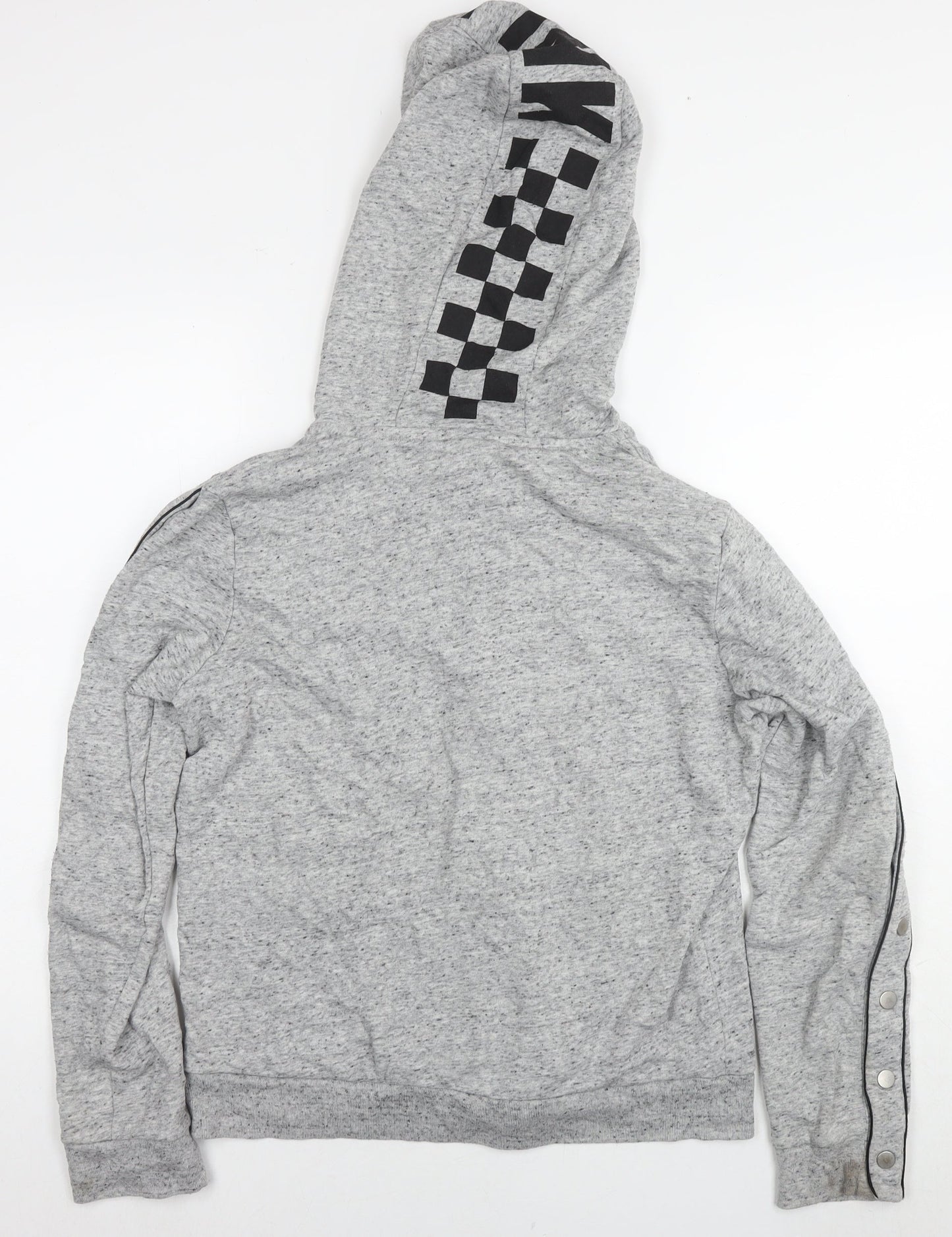 PINK Womens Grey Cotton Full Zip Hoodie Size L Zip - Logo