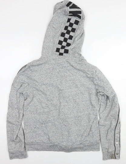 PINK Womens Grey Cotton Full Zip Hoodie Size L Zip - Logo