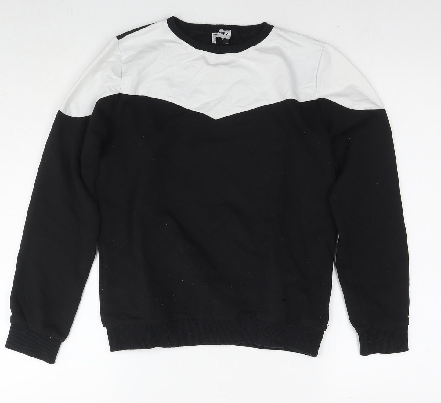 Glamify Womens Black Colourblock Cotton Pullover Sweatshirt Size 10 Pullover