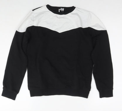 Glamify Womens Black Colourblock Cotton Pullover Sweatshirt Size 10 Pullover