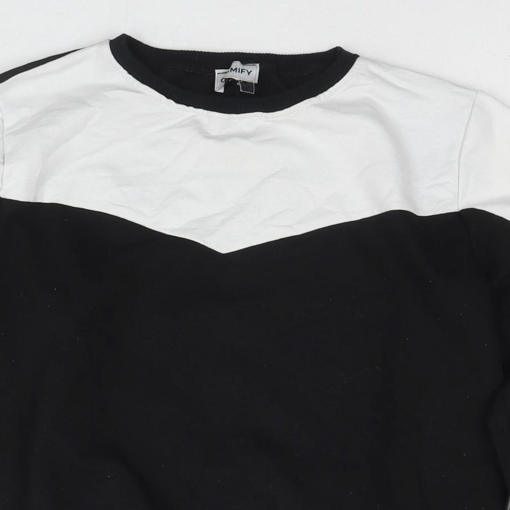 Glamify Womens Black Colourblock Cotton Pullover Sweatshirt Size 10 Pullover