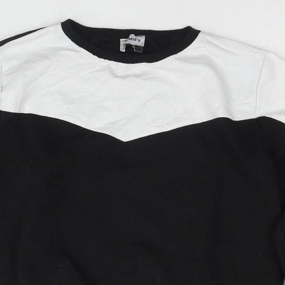 Glamify Womens Black Colourblock Cotton Pullover Sweatshirt Size 10 Pullover