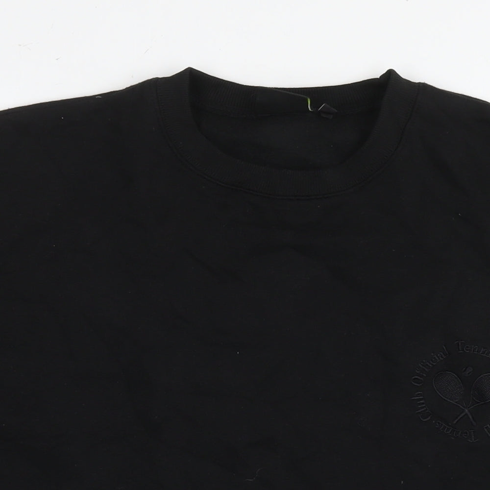Get The Trend Womens Black Cotton Pullover Sweatshirt Size S Pullover - Tennis Club