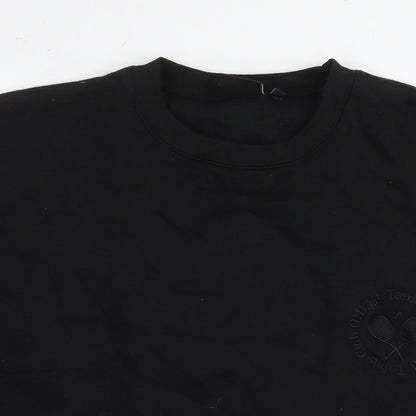 Get The Trend Womens Black Cotton Pullover Sweatshirt Size S Pullover - Tennis Club