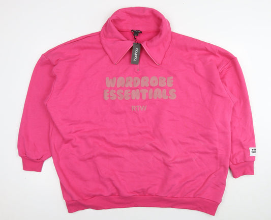 Boohoo Womens Pink Cotton Pullover Sweatshirt Size XL Pullover - Wardrobe Essentials