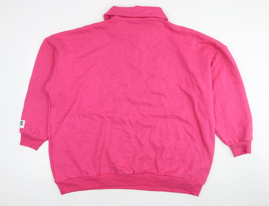Boohoo Womens Pink Cotton Pullover Sweatshirt Size XL Pullover - Wardrobe Essentials