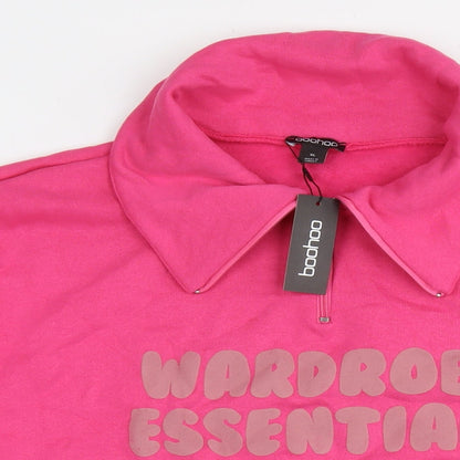 Boohoo Womens Pink Cotton Pullover Sweatshirt Size XL Pullover - Wardrobe Essentials