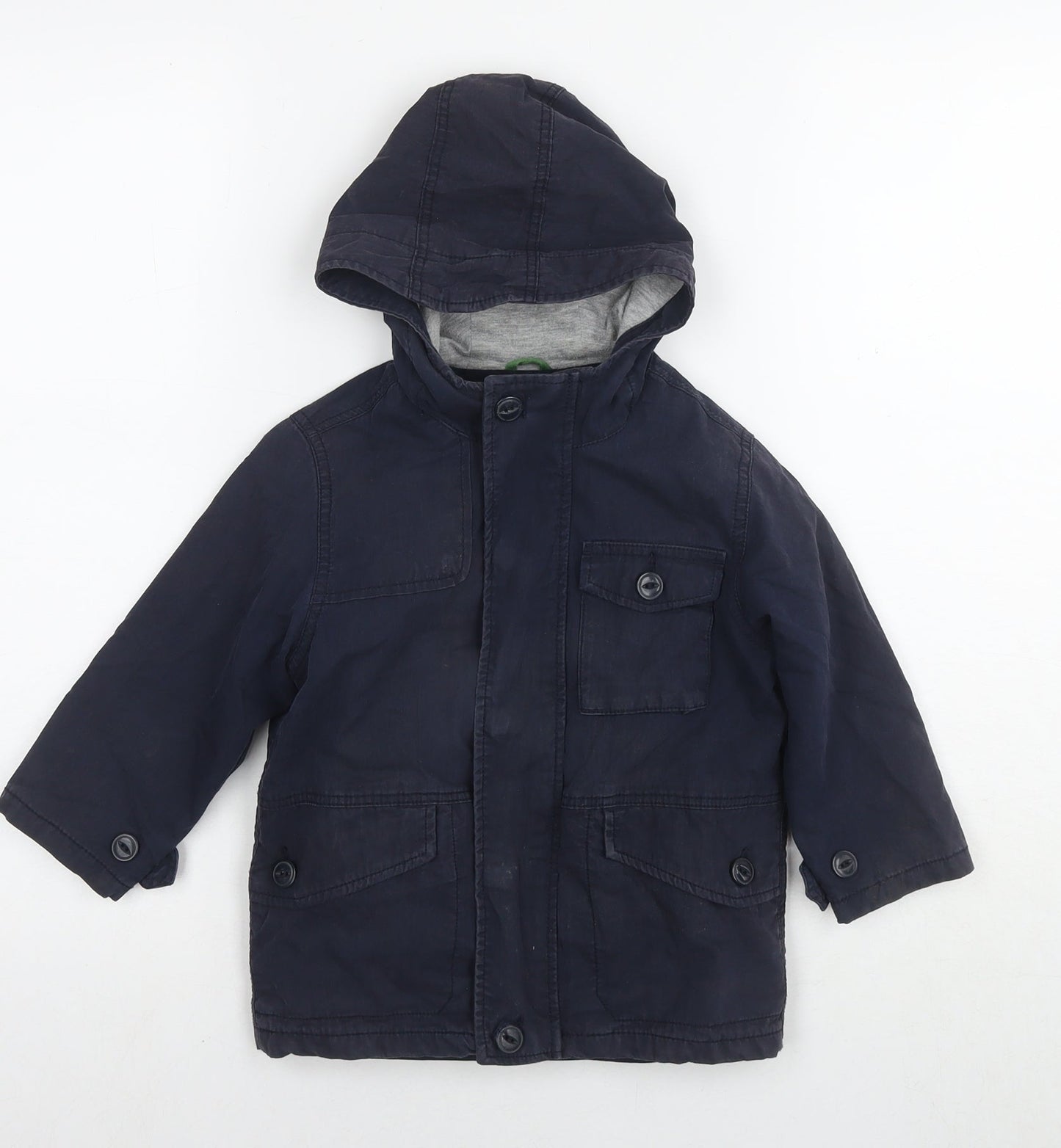 Gap Boys Blue Parka Jacket Size 3 Years Zip - Detachable Fleece
