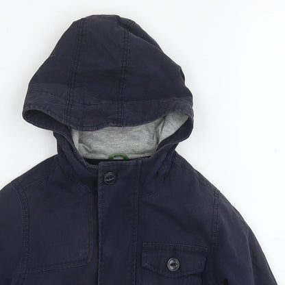 Gap Boys Blue Parka Jacket Size 3 Years Zip - Detachable Fleece