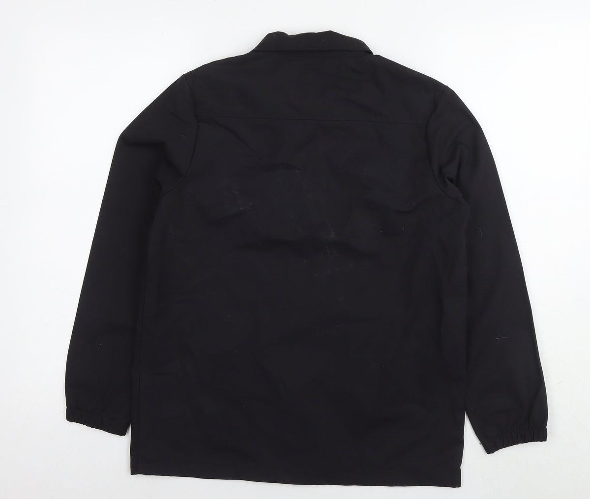 Back view of Closure boys’ black jacket, size 12-13, years zip