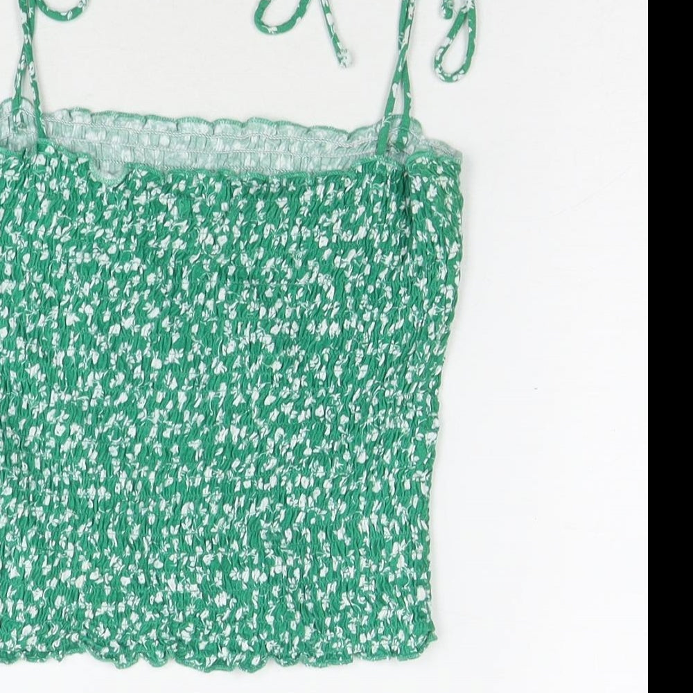 Womens UK Size M Stradivarius Green Basic Tank