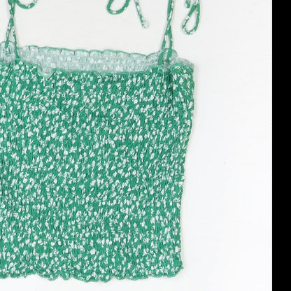 Womens UK Size M Stradivarius Green Basic Tank
